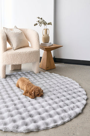 Bubble Silver Round - Machine Washable Rug