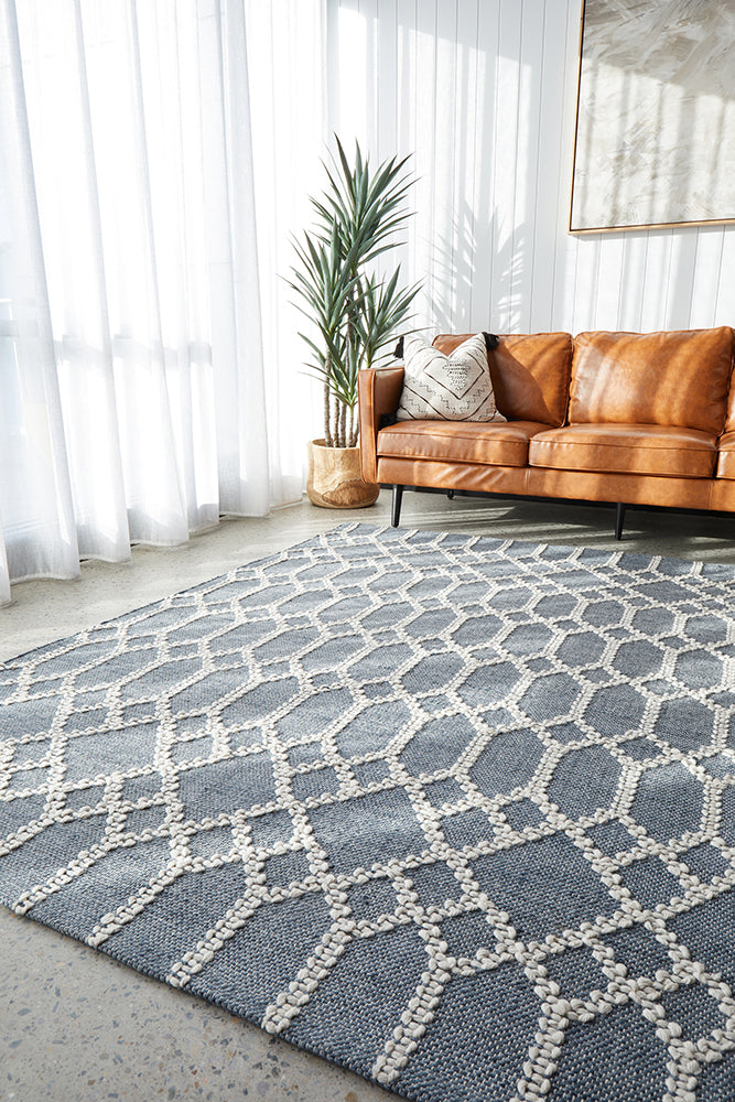 Krisha Tribal Trellis Rug Rustic Blue