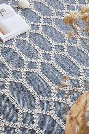 Krisha Tribal Trellis Rug Rustic Blue