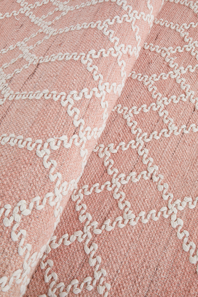 Krisha Tribal Trellis Rug Nude Soft Pink