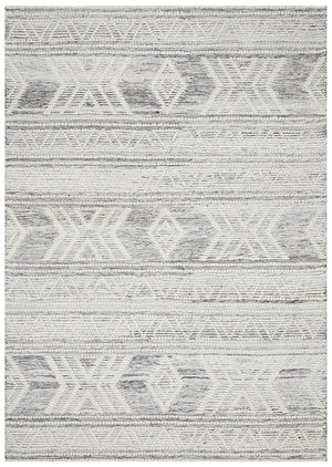 Esha Woven Tribal Rug Silver Grey