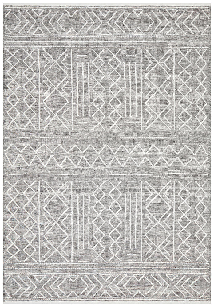 Arya Stitch Woven Rug Silver Grey