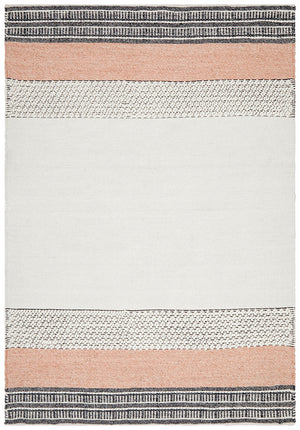 Esha Textured Woven Rug White Peach