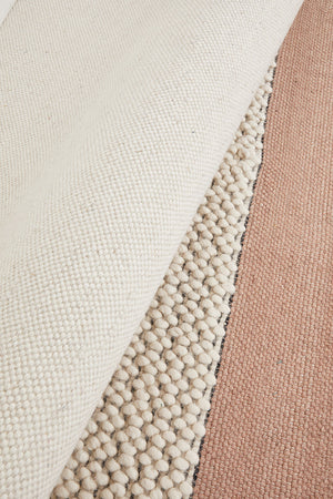 Esha Textured Woven Rug White Peach