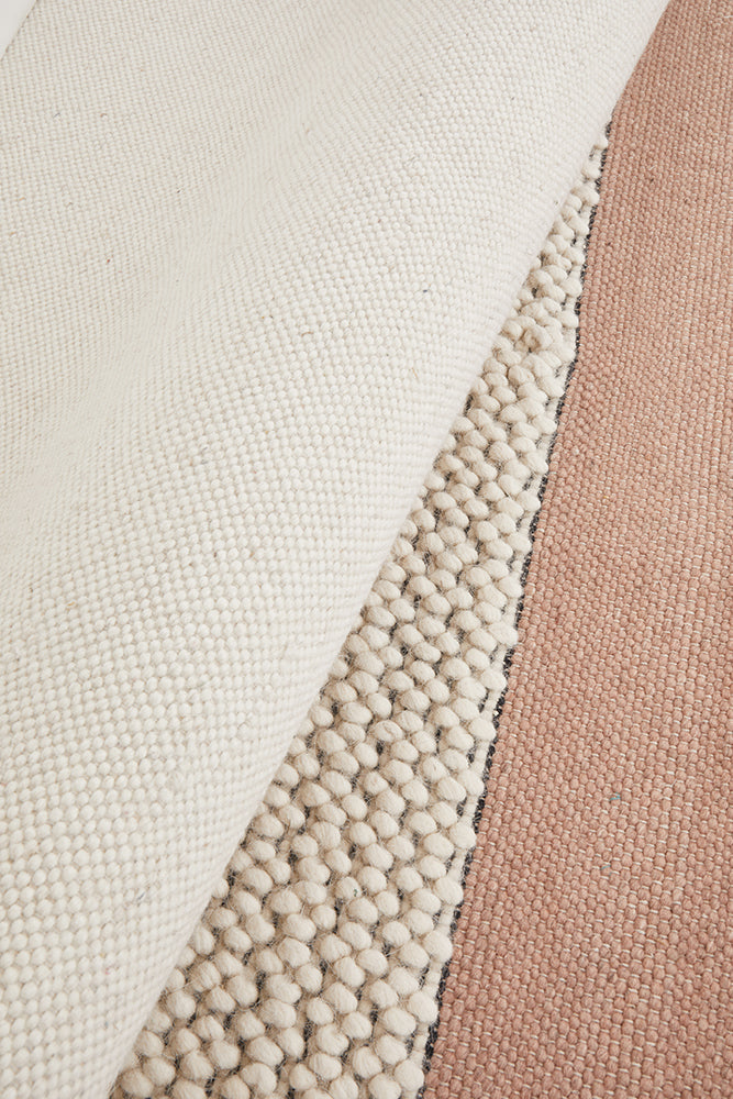 Esha Textured Woven Rug White Peach