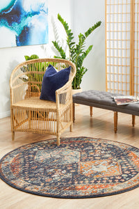 Legacy 854 Navy Round Rug