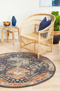 Legacy 854 Navy Round Rug