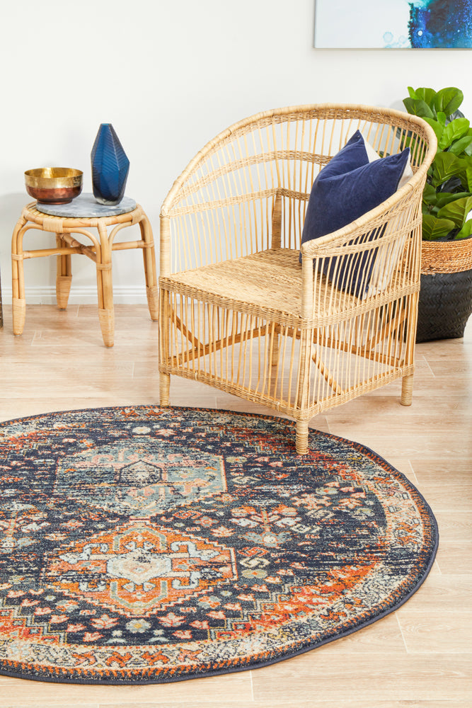 Legacy 854 Navy Round Rug