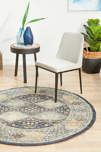 Legacy 857 Navy Round Rug