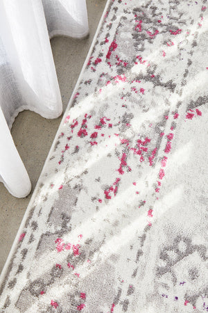 Alexa Transitional Rug White Pink Grey