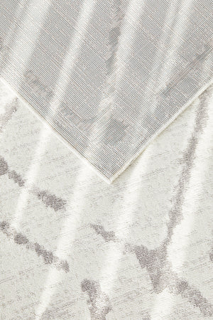 Kendall Contemporary Diamond Rug White Grey