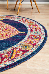 Century 966 Royal Blue Round Rug