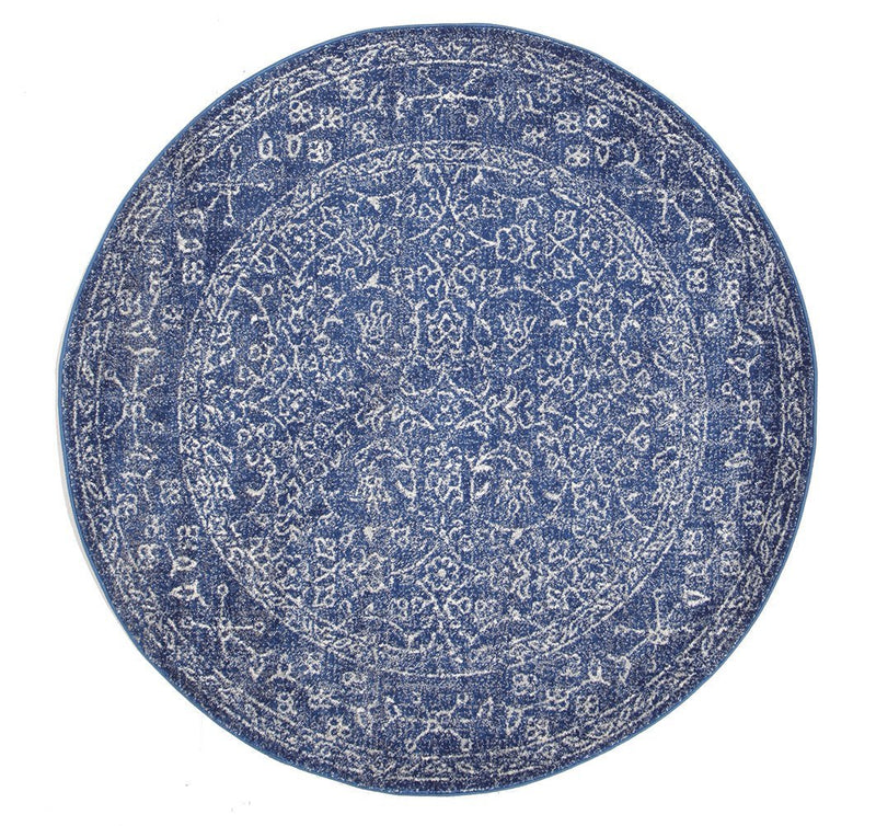 Evoke Artist Navy Transitional Round Rug