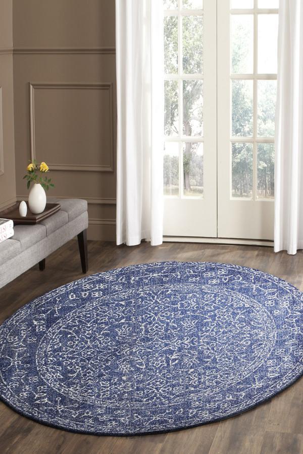 Evoke Artist Navy Transitional Round Rug