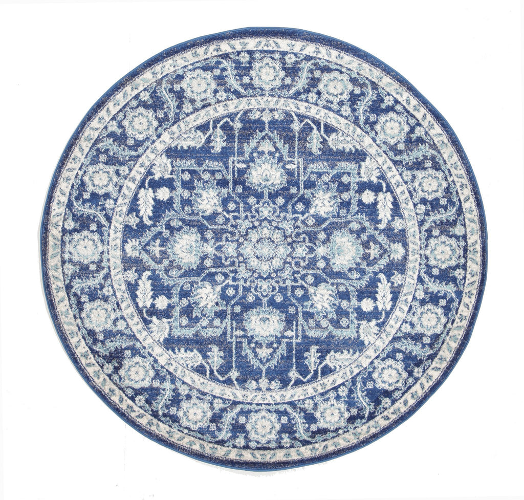 Evoke Release Navy Transitional Round Rug