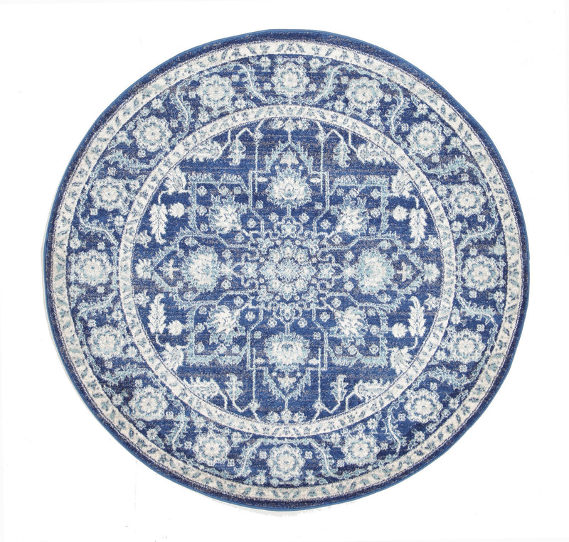 Evoke Release Navy Transitional Round Rug