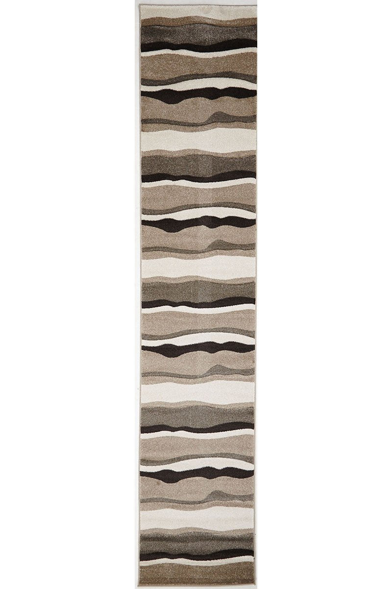 Icon Modern Thick Wave Rug Beige Brown