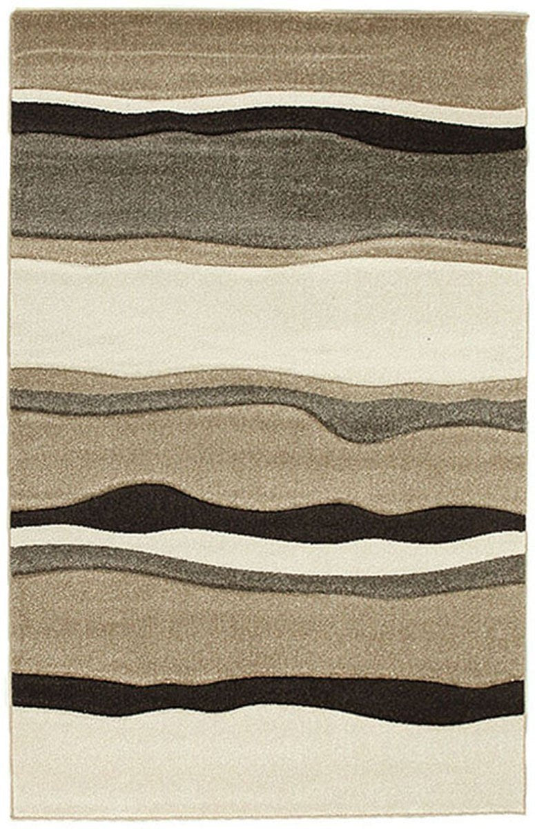 Icon Modern Thick Wave Rug Beige Brown