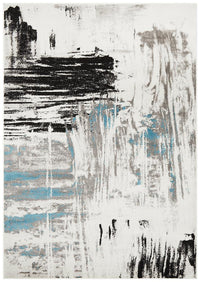 Lydia Abstract Rug Blue White Black Grey