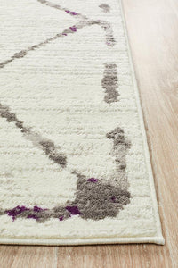 Kendall Contemporary Diamond Rug White Purple Grey