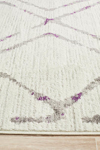 Kendall Contemporary Diamond Rug White Purple Grey