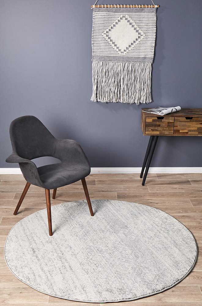 Mirage Zelda Silver Grey Round Rug