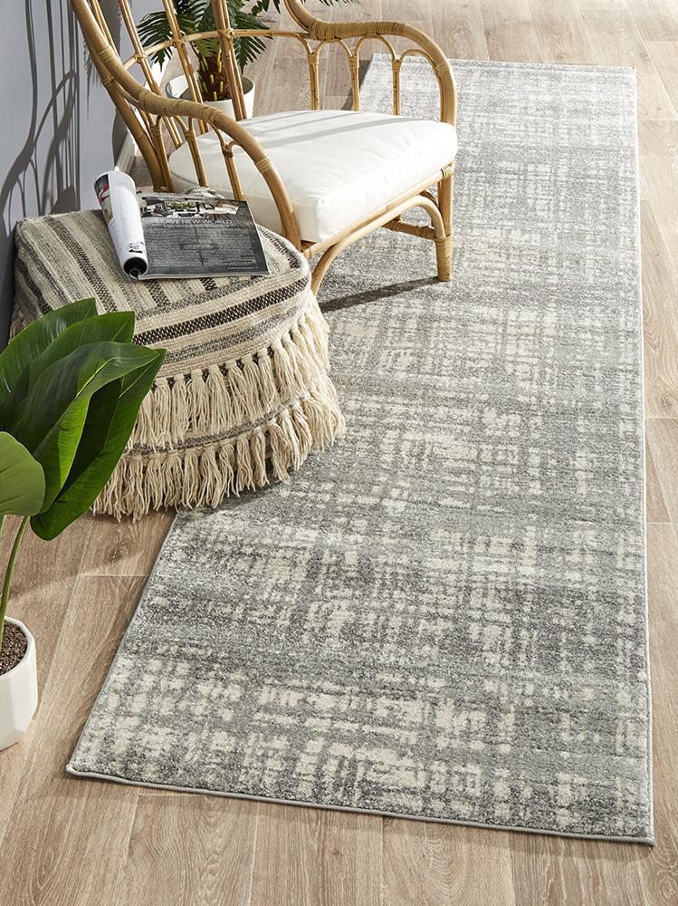 Mirage Ashley Abstract Modern Silver Grey Runner Rug