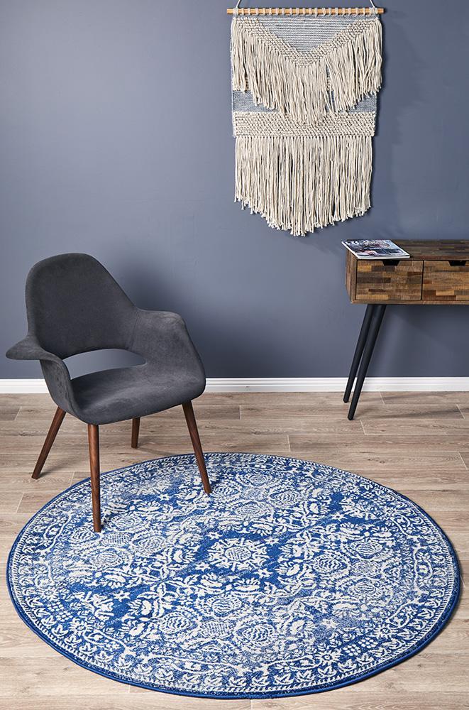 Mirage Gwyneth Stunning Transitional Navy Round Rug