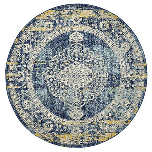 Museum Wilson Navy Round Rug