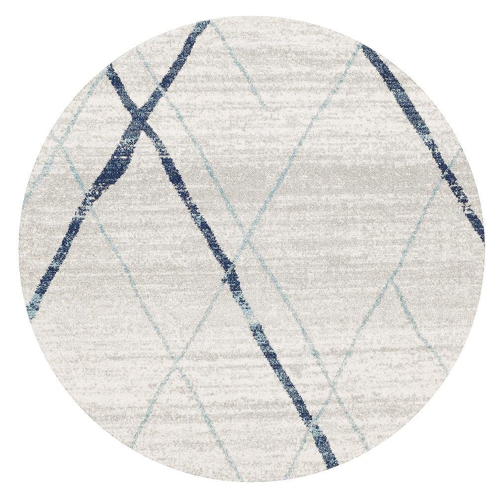 Oasis Noah White Blue Contemporary Round Rug