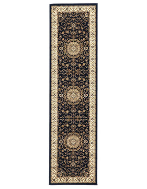 Sydney Collection Medallion Rug Blue with Ivory Border