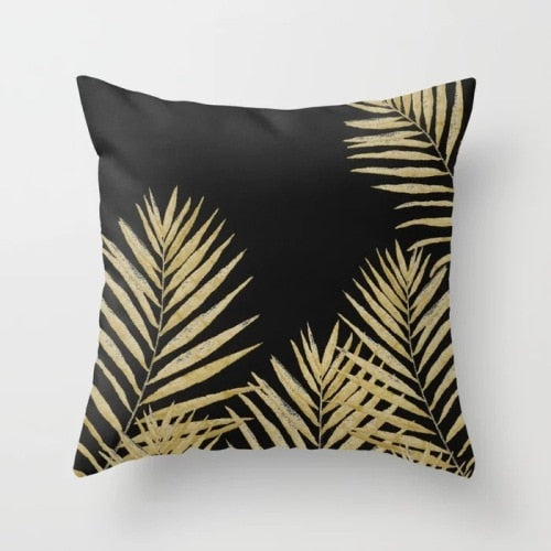 Golden Leaf Black 3-Throw Pillows