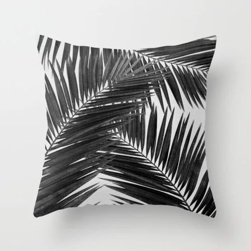 Black Leaf-Throw Pillows