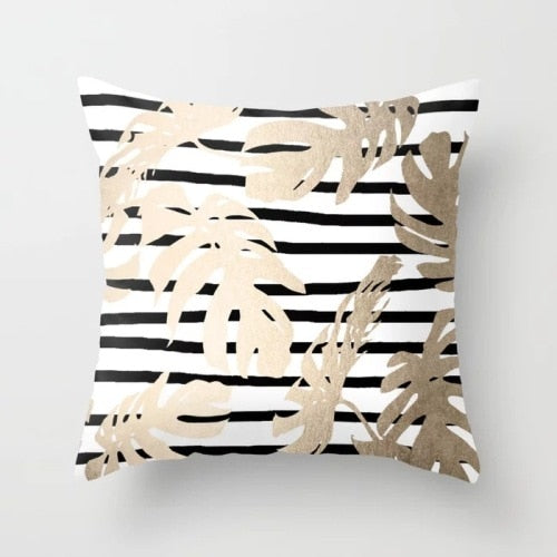 Golden Leaf Stripes-Throw Pillows